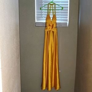 La Femme Gold Prom Dress